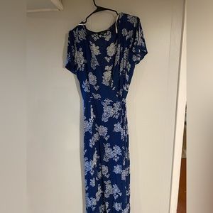 Lulu’s Navy Blue Floral Maxi Wrap Dress